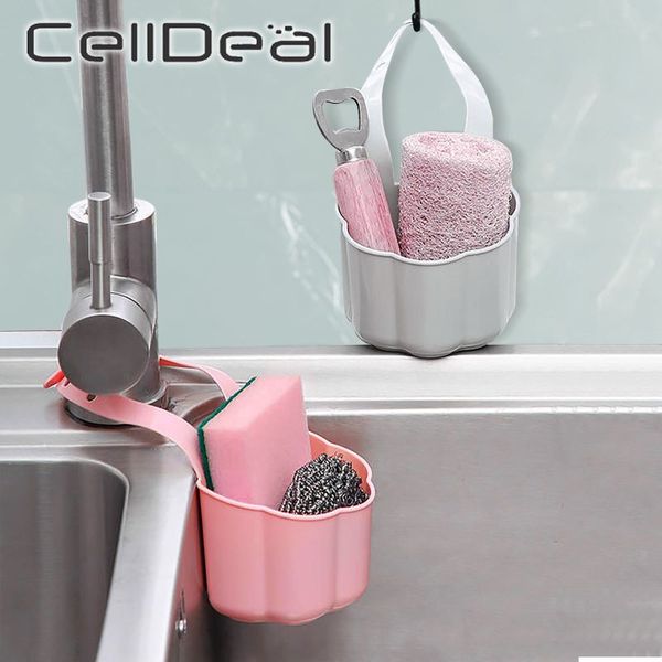 

kitchen sponge soap dish sundries rack plastic hanging faucet portable household tool