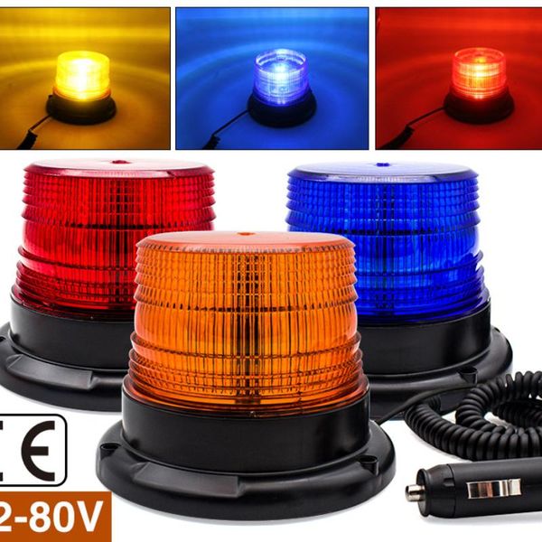 

emergency lights 12-80v automotive led warning light forklift traffic engineering vehicle magnetic suction roof flashing yellow blue red