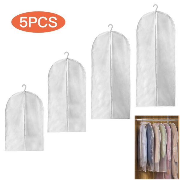 

clothing & wardrobe storage 5pcs/lot dust cover hanging garment dress clothes suit coat household organizer dustproof protector case
