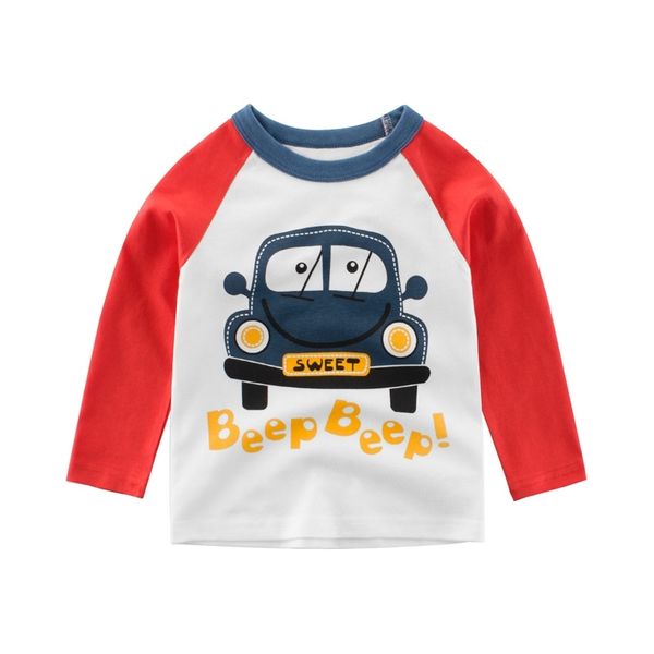 

27kids korean autumn new children's long sleeve t-shirt car baby top, White