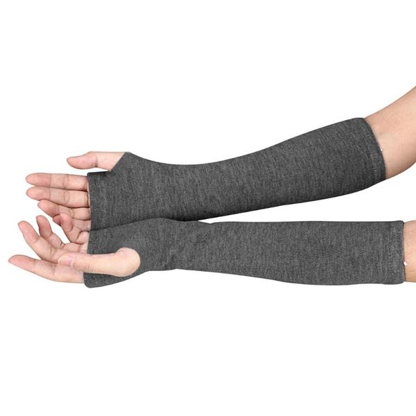 

sports gloves fashion women lady solid color elbow warmer knitted long fingerless mittens christmas accessories gift, Black