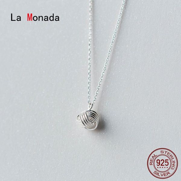 

la monada 925 silver chain necklace for women line ball knot pendant jewelry fashion female chains
