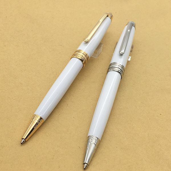 

yamalang white ceramic housing metal ballpoint pen with gold or silver trim rollerball pen writing supplies engraving numbers 163 black ink