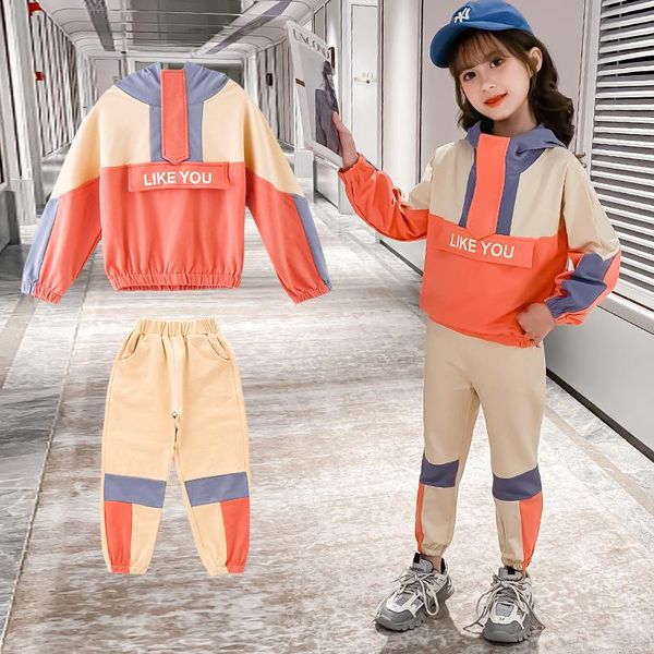 

teenage kids tracksuit for girls clothing set autumn hoodies + pants children back to school suit outfits 6 8 10 12 13 years sets, White