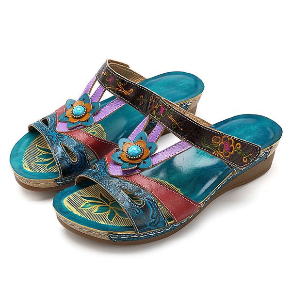 

mr co summer slippers ethnic sandals thick bottom wedge comfortable flower women's casual shoes 80% off outlet online sale fd9o, Black