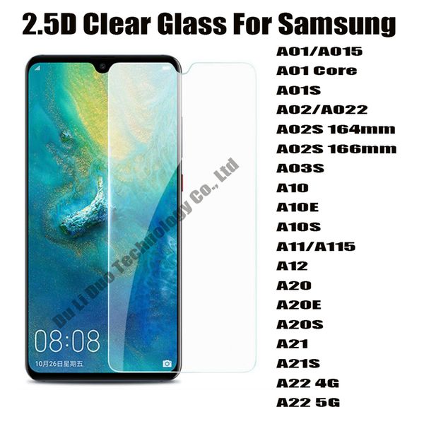 2.5D 0.33mm Закаленное стекло экрана экрана экрана экрана экрана для Samsung Galaxy A01 A01S A02 A02S A03S A10 A10E A10S A11 A12 A20 A20E A20S A21 A21S A22 4G 5G