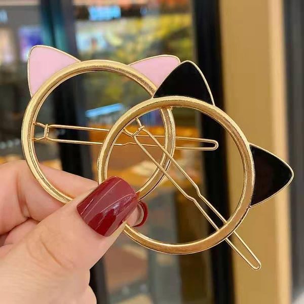 

hair accessories 1pcs cute hairpins for girls, shiny alloy hairpins, cat ears, children's, Slivery;white