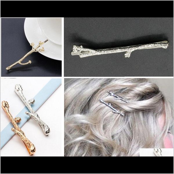 Clip Barrettes Gioielli Drop Delivery 2021 Germogliare Ramo di un albero Forcina Diversi Design Placcato in oro o argento per le donne Clip di capelli per ragazze Xi01U