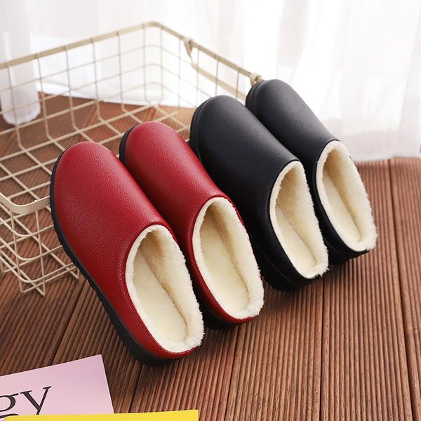 

winter women slippers couple shoes short plush warm ladies casual non-slip soft house slipper indoor bedroom fashion, Black