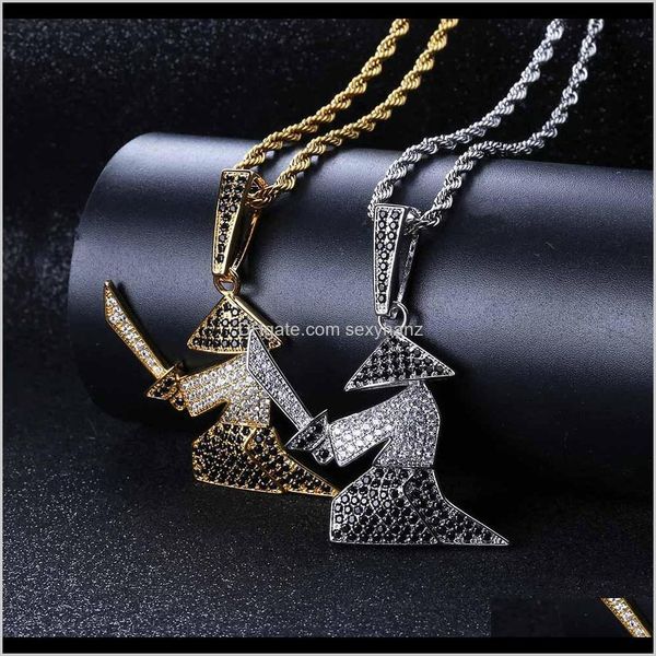 

necklaces character warrior holds sword man pendant the black and white zircons hiphop necklace lf2bl urhjg, Silver