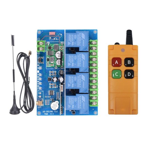 

smart home control industrial 4-button wireless remote 12v 48v four-channel water pump motor high-power 30a relay switch+3m antenna