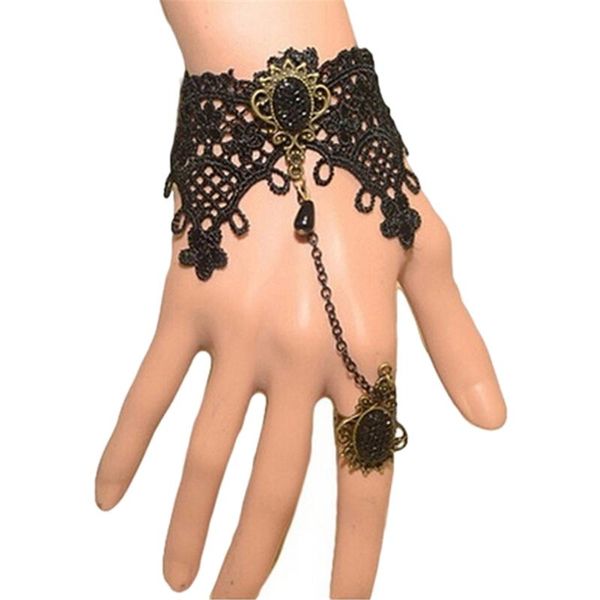 

charm bracelets 1pc lady black lace gothic wrist bracelet, Golden;silver