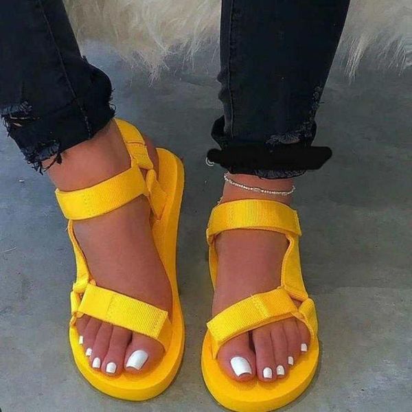 

sandals fashion two buckle thick soft sole platform slippers women open toe flip flops outdoor beach flat, Black