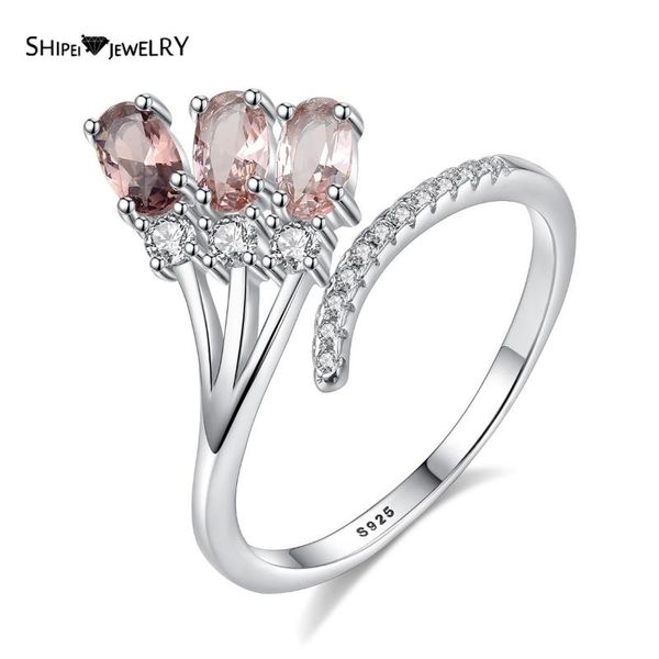 

cluster rings shipei romantic cute 925 sterling silver oval cut morganite created moissanite gemstone wedding engagement fine jewelry, Golden;silver