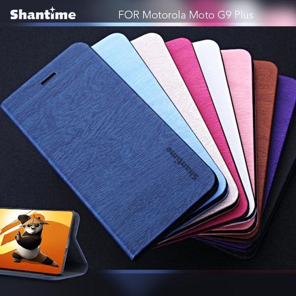 

wood grain pu leather case for moto g9 plus flip business phone bag soft silicone back cover cell cases