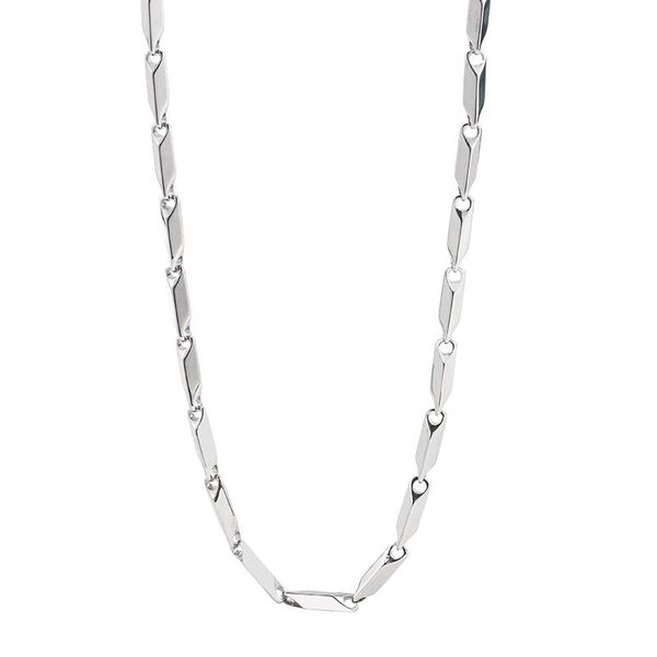 

chains factory wholesale fashion simple pendant male/female stainless steel prismatic link necklaces, Silver