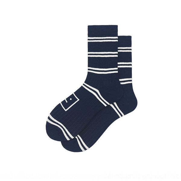 

yqwi mo lin navy blue stripe lovers medium men's medium trend smile simple versatilestyle korean couple socks men's middle tube so, Black
