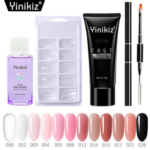 

nail art kits yinikiz 15ml 12 colors poly set uv builder gel liquid slip solution brush modle tools