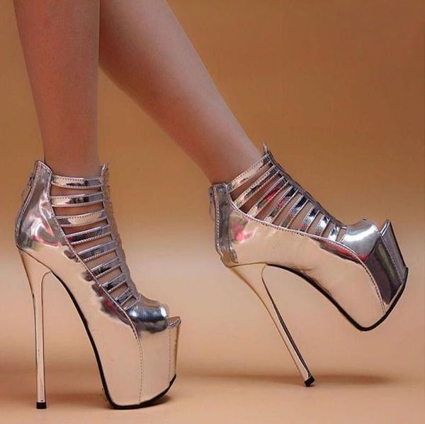 

women super high heels pumps bright stage night club high-heeled roman shoes fish toe platfrom sandals -9168, Black
