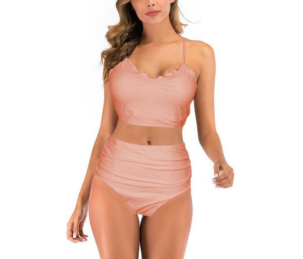 

women bathing suits 2021 woman plus size swimwear high waist bikini big solid vintage female bandage bather swimsuits s-2xl one-piece