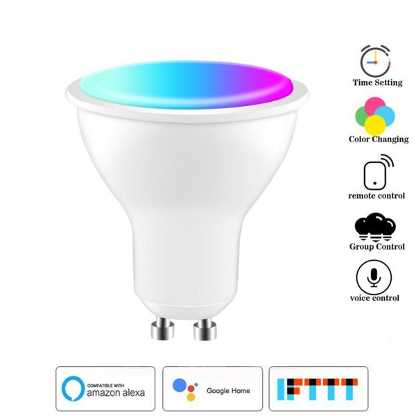 

wifi smart gu10 led light bulb spotlight 220-240v ewelink app 4w rgb+cct voice control work with alexa google home spotlights