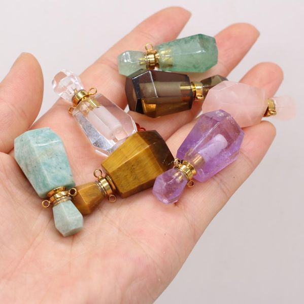 

charms explosive natural semi-precious stone perfume bottle irregular pendant craft diy making necklace bracelet jewelry multiple style, Bronze;silver