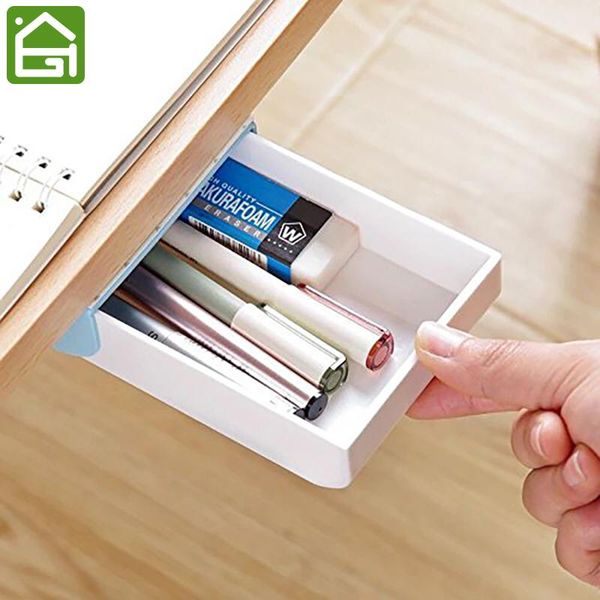 

storage drawers self-stick pencil tray under desk holder -up pen drawer organizer
