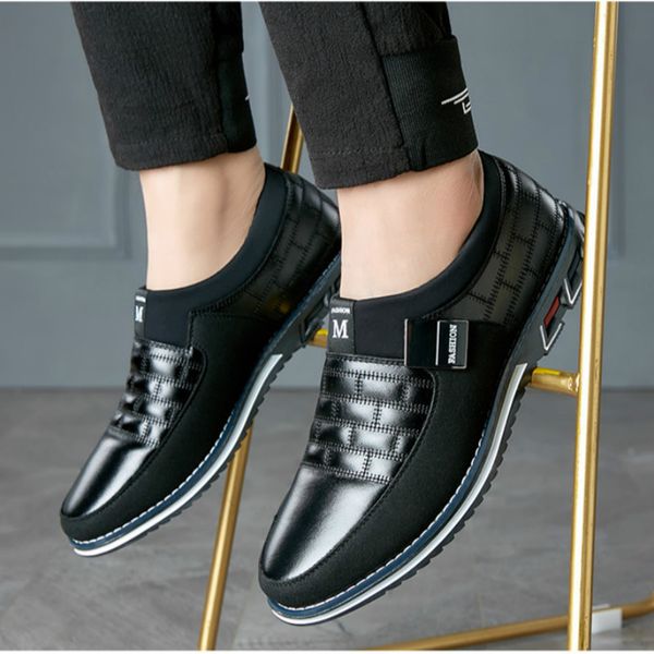 

dress shoes brand leather men casual mens loafers moccasins breathable slip on black driving big size 38-48 zh07