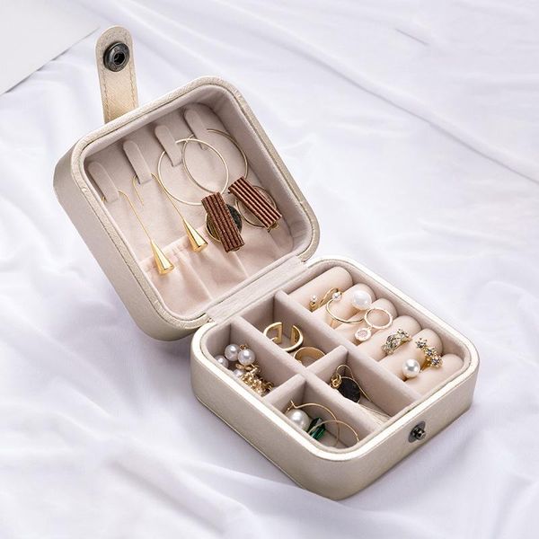 

jewelry pouches, bags organizer display travel case boxes portable box leather storage earring holder, Pink;blue