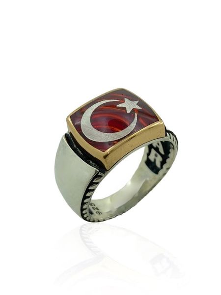 

cluster rings moon star 925 silver men 's ring, Golden;silver