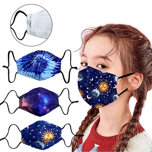 

custom logo cloth star sky printed children's mask cotton washable cartoon pattern inserted pm2.5 filter