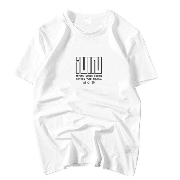 

kpop (g)i-dle gidle i made all member name printing t shirt summer style o neck short sleeve k- t-shirt women's, White