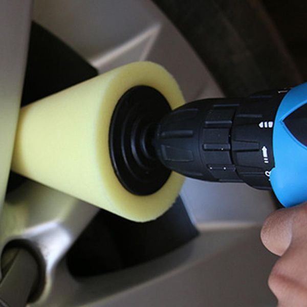 

car sponge burnishing foam polishing cone shaped buffing pads for wheel hub cleaning omnidirectional tool