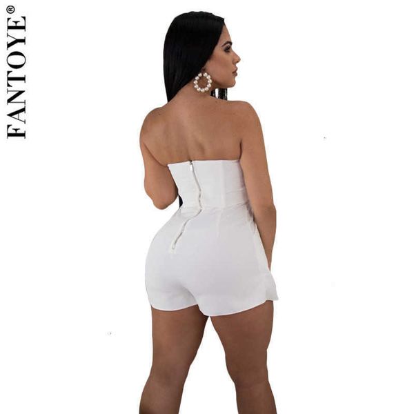

women's jumpsuits & rompers women strapless playsuit patchwork backless bodycon jumpsuit skinny casual v-neck outfits autv, Black;white