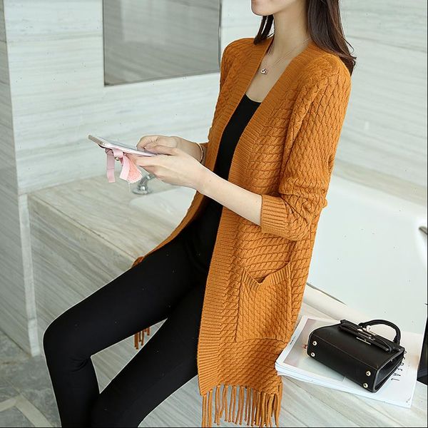 

spring cardigans casual warm women sweaters long design knitted coat cardigan, White;black