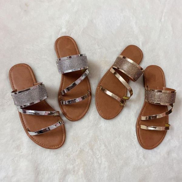 

female flat shoes woman's slippers slides multicolored sandals 2021 summer synthetic pu rome fabric basic tpr scandals, Black