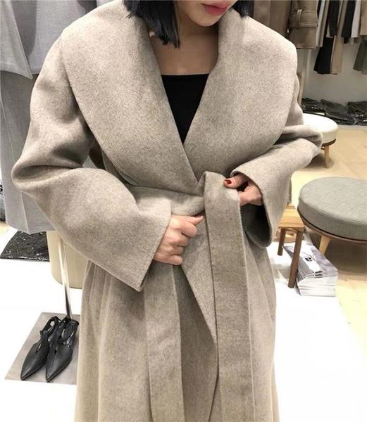 

women's wool & blends korean stall blos * om lapel cashmere coat, Black