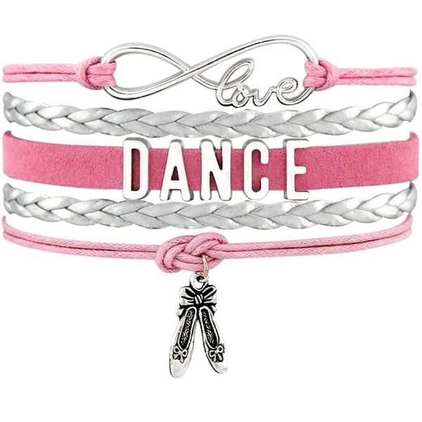 

charm bracelets dance dancer ballet shoes heart infinity love handmade pink jewelry women men gift drop, Golden;silver