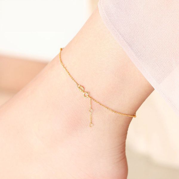 Zhixi Подлинная 18K Anklet Pure Au750 желтая белая розовое золото изысканные украшения для женщин роскошный подарок J500