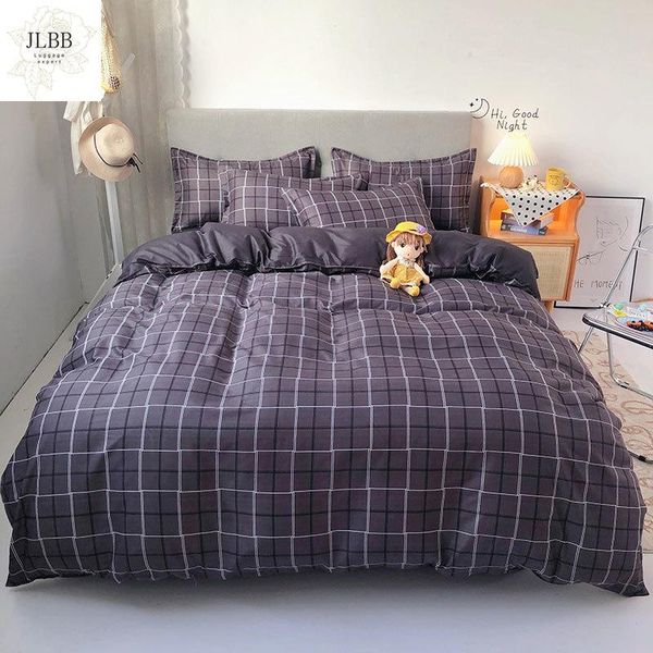 

bedding sets 2021 summer set geometry duvet cover flat sheet modern bed linen stripe grid ab side home textile pillowcase