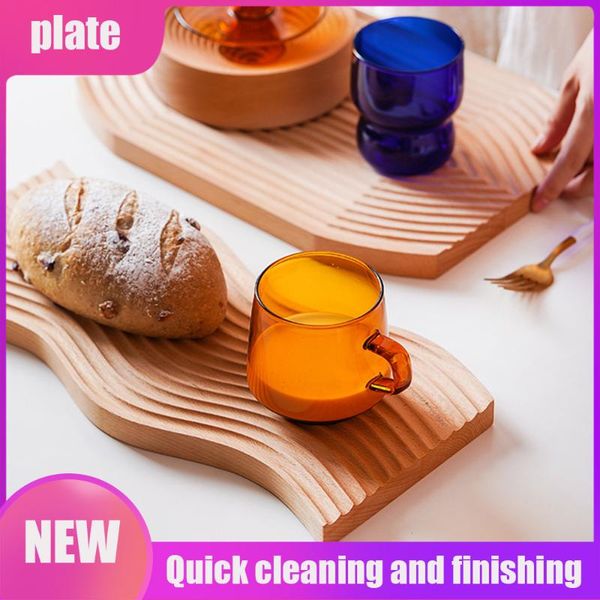 

dishes & plates nordic corrugated solid wood breadboard tray household beech storage afternoon tea dinner plate cuttin