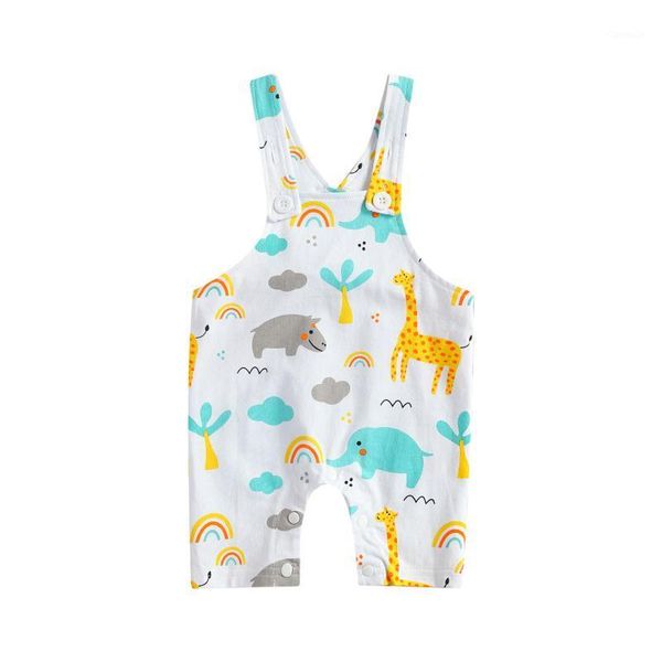

jumpsuits summer breathable infant suspender trouser baby girls boys leisure style cute cartoon animal printing casual jumpsuit, Blue