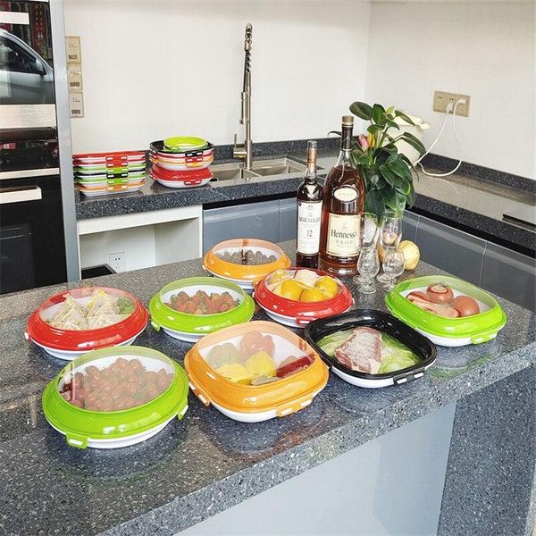 

kitchen storage & organization reversible buckle food preservation tray stackable reusable fresh keeping container refrigerator locking lid