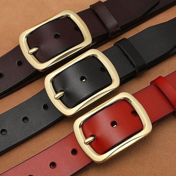 

belts designer brand male genuine leather women belt wide pin buckle, Black;brown