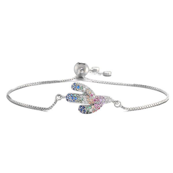 

charm bracelets buy luxury colourful + cz stone bracelet & bangle fashion cactus for women girl wholesale, Golden;silver
