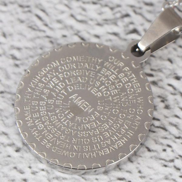 

pendant necklaces 1pcs stainless steel round religious necklace antique silver and gold