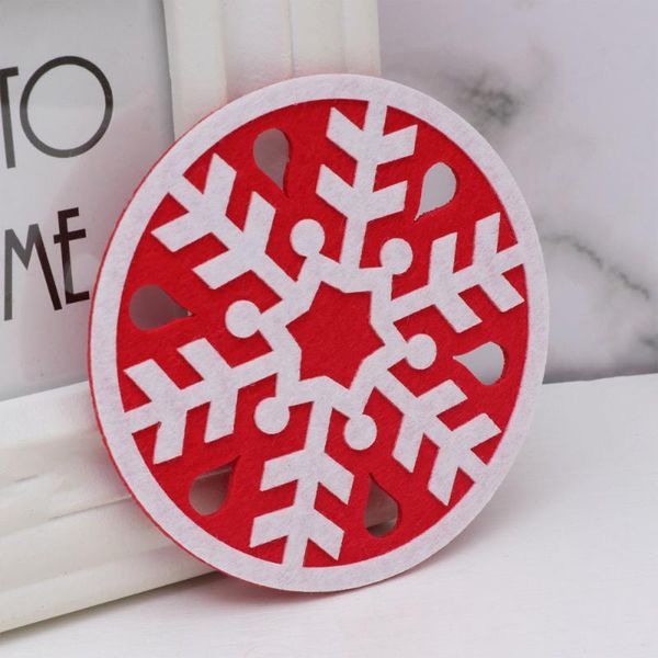 

mats & pads 4pcs felt coasters snowflake shape cup non-slip heat resistant round holder red