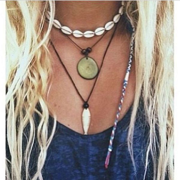 

fashion jewelry beach resort style shell necklace wool collar hot, Black