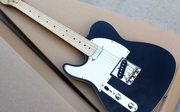 

left - hand electric guitar with bronze shoulder string with standard bridge black body maple fingerboard