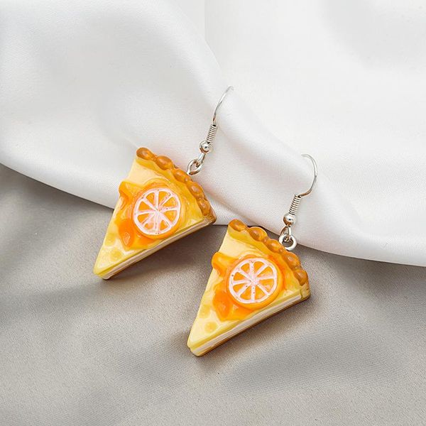 

dangle & chandelier vsnow korean fashion cute cartoon orange color pizza earrings for women girls lemon triangle food bread jewelry, Silver